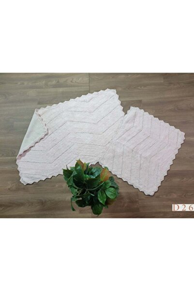 Reiashn سجادة أرضية CH-5 فاخرة تتكون من 2 قطعة بأطراف دانتيل