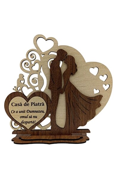 OEM Decorațiune elegantă din lemn pentru mire și mireasă, model 2 – Siluetă d...