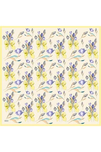 Belli Eșarfă din mătase twill - 4037-83 Galben crem