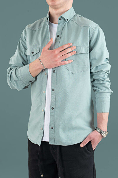 bombe Men's Slim Fit Denim Shirt