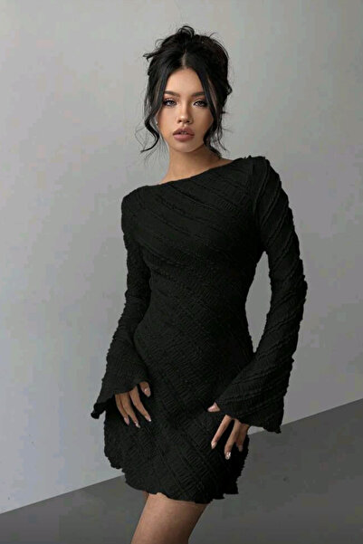 missamour Women's Black Trend Fabric Mini Dress