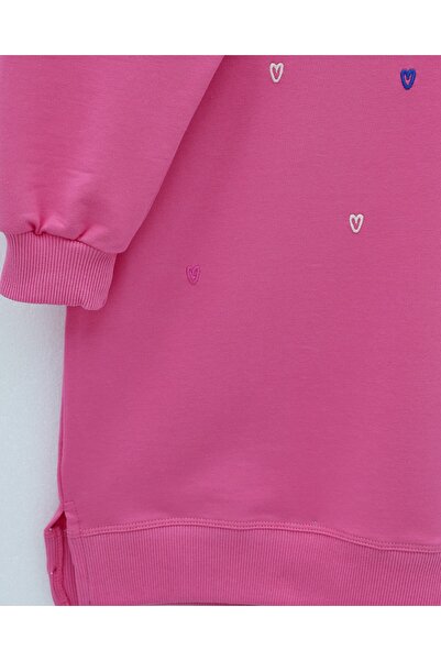 MissRunin Round Neck Heart Patterned Combed Cotton Tunic