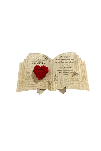 OEM Decorațiune din lemn carte, mesaj pentru diriginta inimă cu licheni stabi...