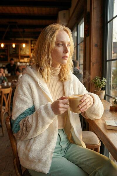 Mossta Hooded Zippered Plush Cardigan