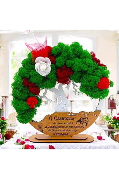 OEM Life Tree Picture with Stabilized Lichens, Personalized for Wedding/Godparents/Baptism, 20cm White