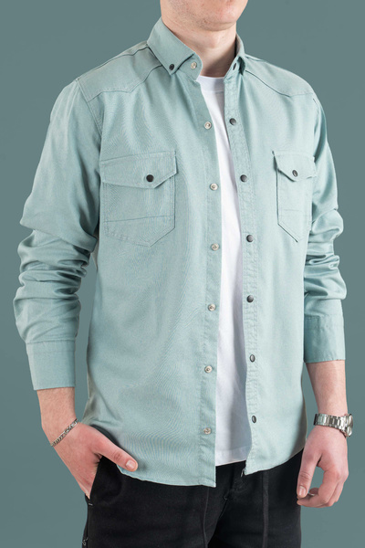 bombe Men's Slim Fit Denim Shirt