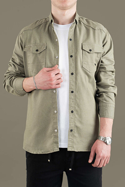 bombe Men's Slim Fit Denim Shirt