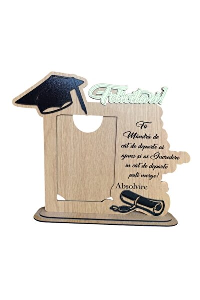 OEM Graduation picture frame, personalized with standard message, size 22x25cm, model 1, brown
