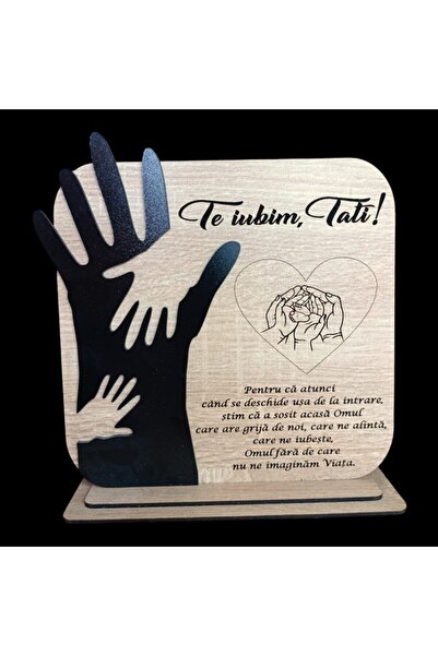 OEM Tablou personalizat „Te iubim, tată!” 22x25cm, model 1, maro