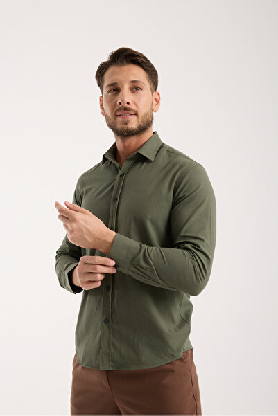 jack carisma Slim Fit Cotton Linen Textured Men's Shirt