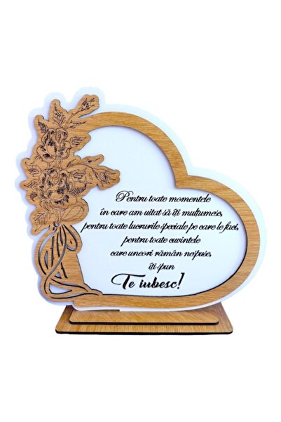OEM Placă decorativă personalizată în formă de inimă cu mesaj, bază din lemn ...