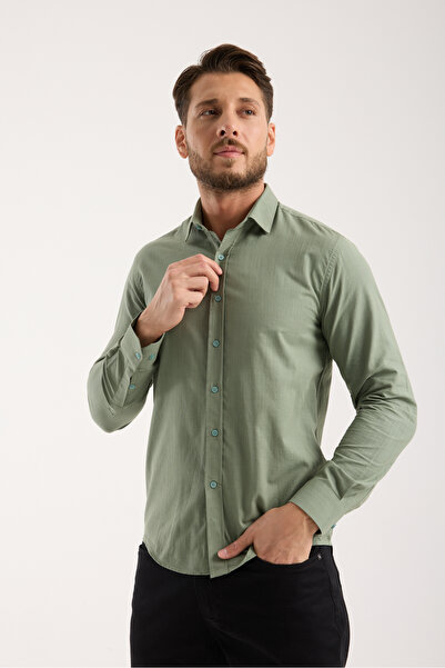 jack carisma Slim Fit Cotton Linen Textured Men's Shirt