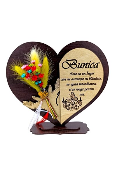 OEM Cadou personalizat pentru bunică - inimă din paie cu mesaj personalizat -...