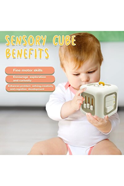 Yelajoy Montessori Busy Activity Cube for 18+ Months — White