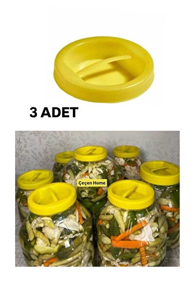 ÇEÇEN HOME 3 Pcs Pet Jar Lid Pickle Can Cover Yellow Plastic Lid