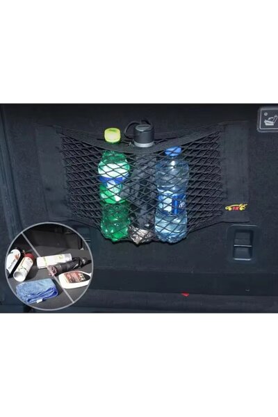 CAR Buzunar organizator portbagaj auto din plasă elastică, 25x25 cm, închidere cu velcro, negru