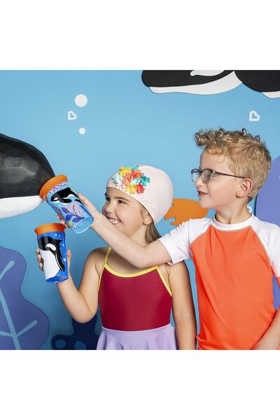 Munchkin Miracle 360 Wild Love Sippy Cup, 9 oz, Orca, Plastic, Multicolor