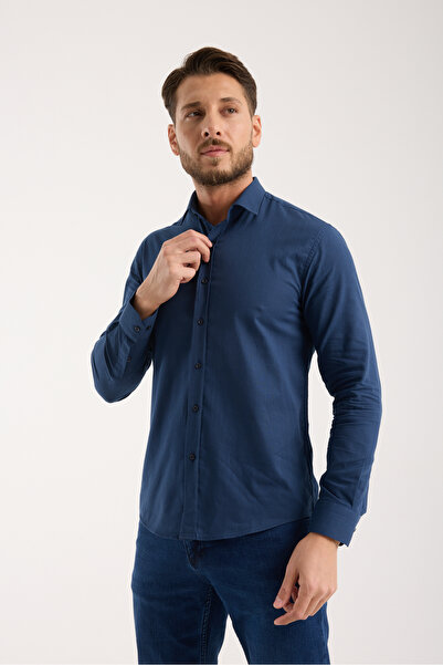 jack carisma Slim Fit Cotton Linen Textured Men's Shirt