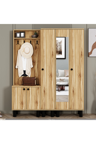 Kalender Dekor İzem-1-2-3 Bohem Ayaklı Aynalı Ayakkabılık Portmanto Vestiyer