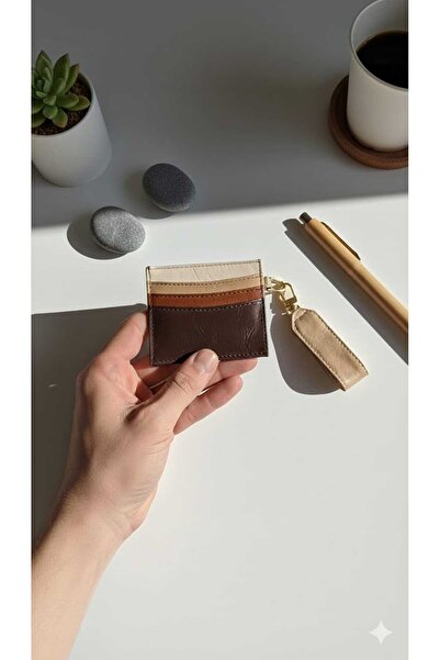 Uzs pace Shiny Faux Leather Card Holder & Keychain with Bow Detail