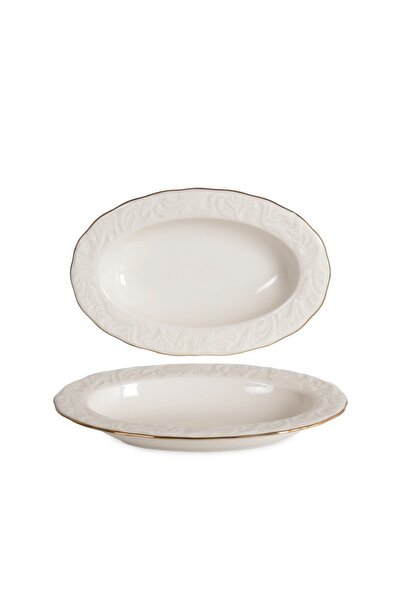 İpek Porselen Rossen Model Porcelain Gold Gilded Boat Plate (19.5cm)