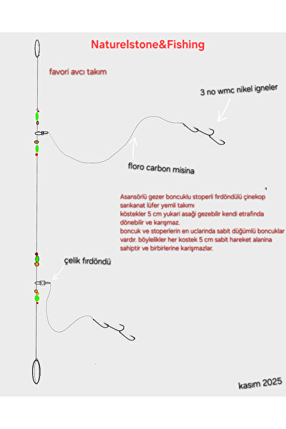 EL YAPIMI Çinekop sarıkanat lüfer yemli gezer asansör takımı tekne kıyı boğaz...