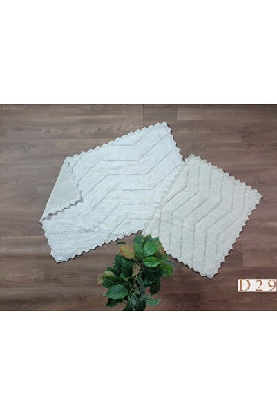 Reiashn سجادة أرضية CH-3 فاخرة تتكون من 2 قطعة بأطراف دانتيل