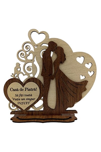 OEM Decorațiune elegantă din lemn pentru miri – siluetă de mire și mireasă și...