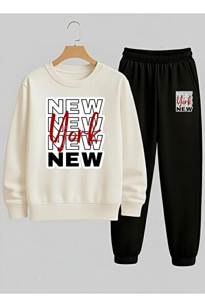 LORVEX Суитшърт - Комплект спортен екип за деца Бял велосипеден яка НОВО НОВО...