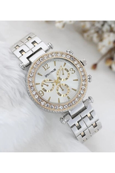 Epilons Elegant And Stylish Special Design Zircon Stone Metal Wrist Watch (silver-gold)