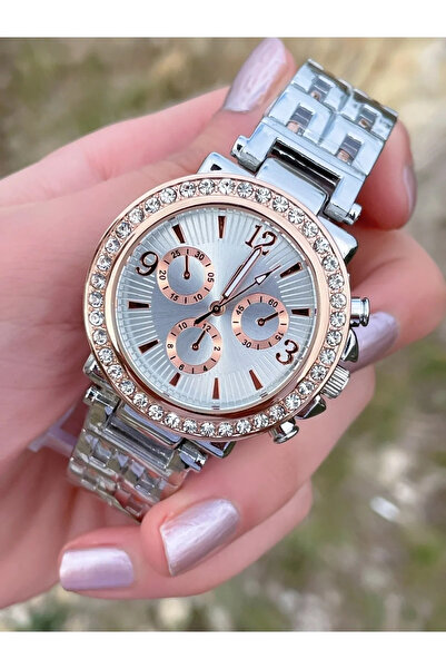 Epilons Elegant And Stylish Special Design Zircon Stone Metal Wrist Watch (silver-gold)