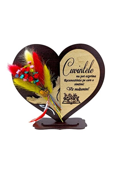 OEM Cadou personalizat pentru profesori - inimă cu pai și mesaj personalizat,...