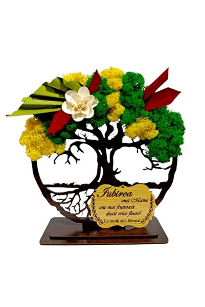 OEM Copacul Vieții pentru mamă cu licheni stabilizati, 18 cm, Wenge