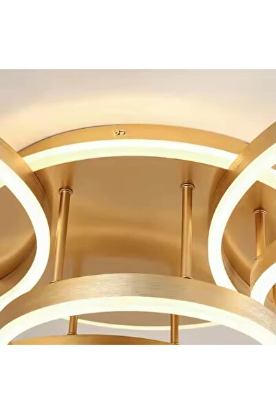 OEM RIGA LILITH 94W LED Chandelier with Remote, 3 Rings, Cool/Warm/Neutral, Dimmable, Glossy Gold
