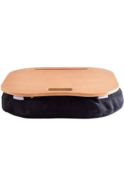 Portal Portable Laptop Desk with Wooden Top, Velvet Cushion and Built-in Tabl...