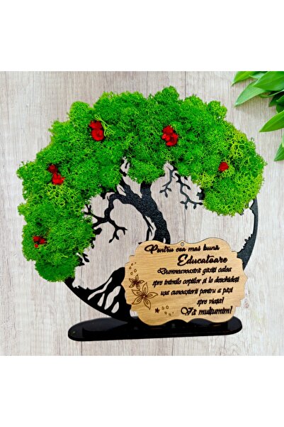 OEM Tree of Life Wall Decor with Stabilized Moss & Flowers, Personalized for Teacher, 20cm, Model 3, Bla