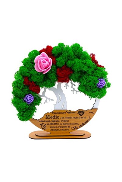 OEM Tree of Life preserved lichen art, personalized message for Doctor/Friend/Teacher, 25cm, white