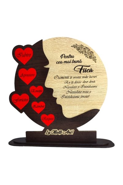 OEM Tablou decorativ personalizat cu mesaj standard pentru fiică, 25 cm, mode...