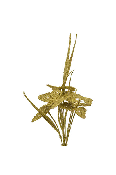 Clayre & Eef Χρυσό πλαστικό χριστουγεννιάτικο λουλούδι 13x9x32 εκ.