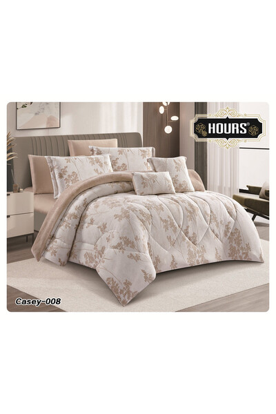 HOURS Horse double-sided winter bedspread with faux fur and velvet, suitable for a single bed size 120x200 cm, 4-piece set (Casey-08B)