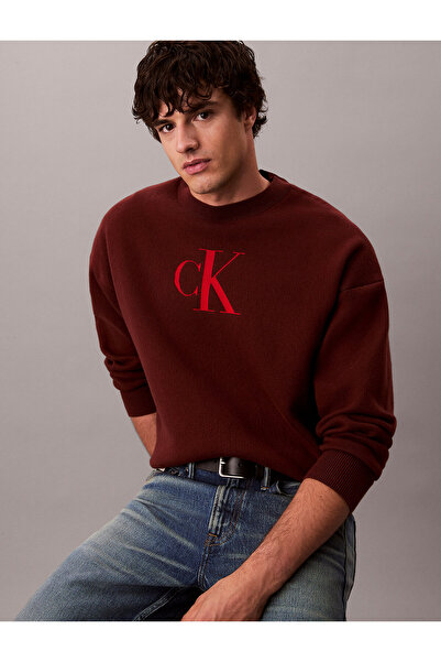 Calvin Klein Cotton Blend Monogram Logo Relaxed Fit Sweater