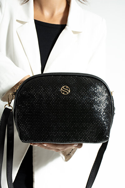 Morpelikan Women's Cross Strap 3 Compartment Double Metal Zipper Gold Accessory Shoulder Bag