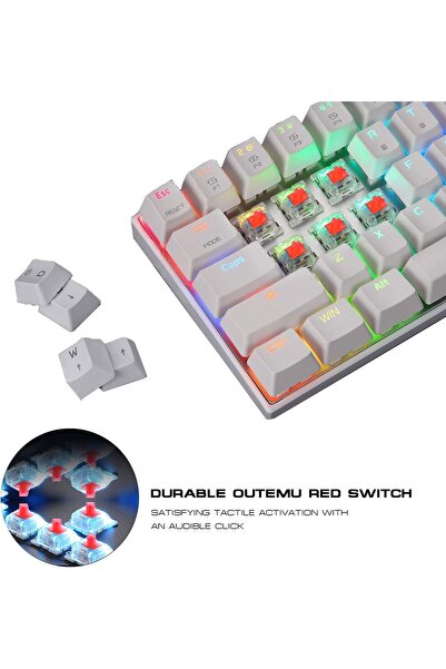 MOTOSPEED CK62 Mechanical Gaming Keyboard Wired & Bluetooth, 60% Compact, 61 Keys, RGB Backlight, US