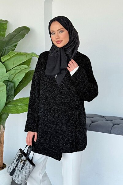 Hazamoda Space Glitter Cardigan Black