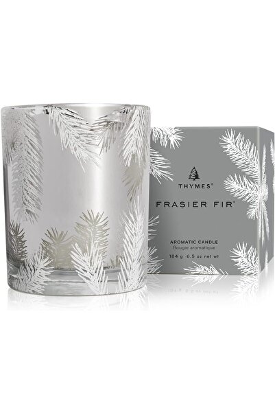 Thymes Frasier Fir Candle – Silver Pine Needle Design (Statement, 6.5 oz)
