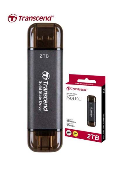 Transcend 2TB External SSD ESD310C USB 10Gbps | Dual USB Portable SSD (USB Ty...