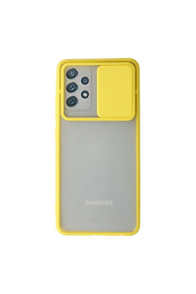 eco port حافظة سامسونج جالاكسي A52 من السيليكون المنزلق لكاميرا النخيل - أصفر