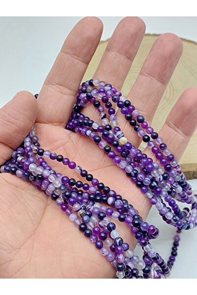 Yasamtohumu Seri de mărgele din piatră de agat violet, 4 mm – Bijuterii și ac...