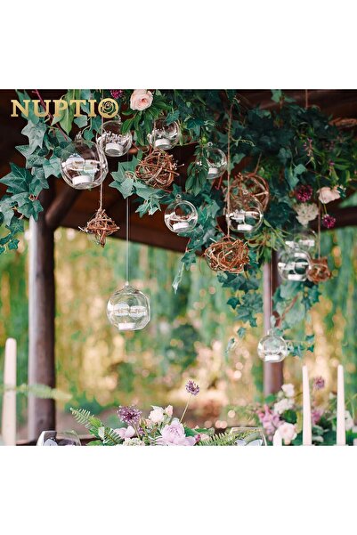 NUPTIO Hanging Glass Tealight Holder Globe - 8cm (8 pcs)