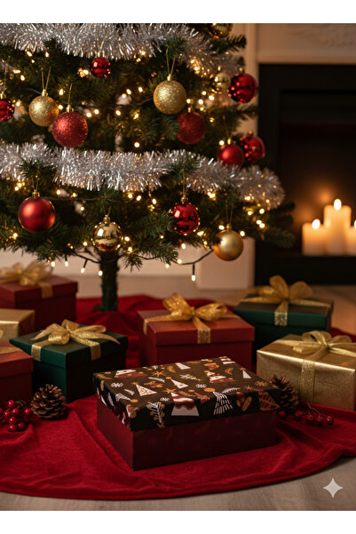 DODOMAR صندوق هدايا مستطيل الشكل مقاس 14×20×8 سم - علبة هدايا زخرفية لعيد الميلاد